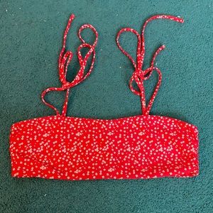 Red polka dot bikini top